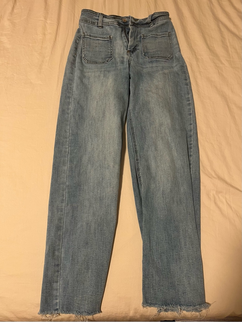 Oat New York Light Blue High-Rise Straight-Leg Jeans
